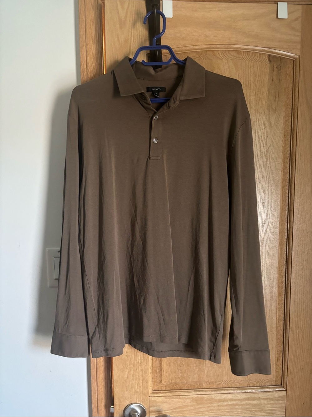 Mens Long Sleeve Polo Shirt - Brown